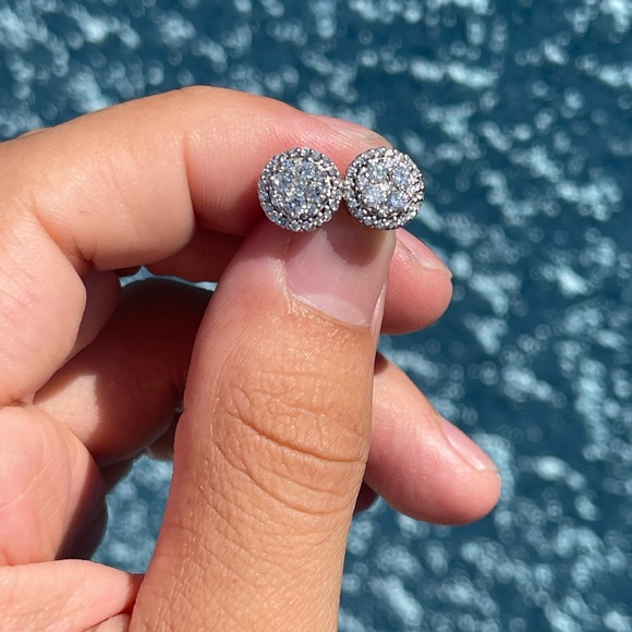 10k White Gold Custom Natural VS Diamond Earrings 1ct 10mm